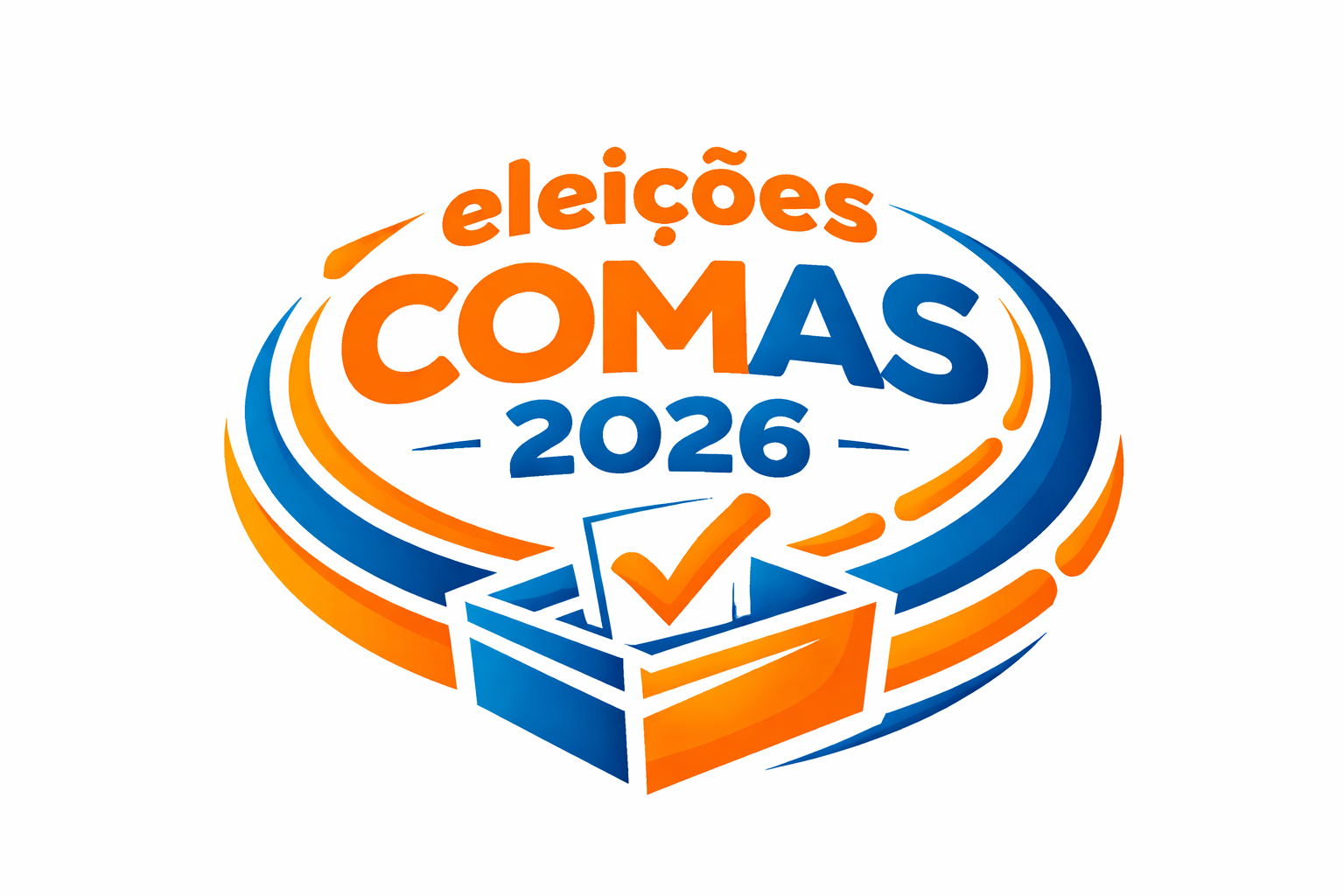 logo colorido escrito eleições COMAS 2026