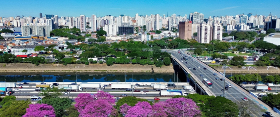 Imagem áerea do entorno da Ponte da Casa Verde onde foram implantados os 4 bosques