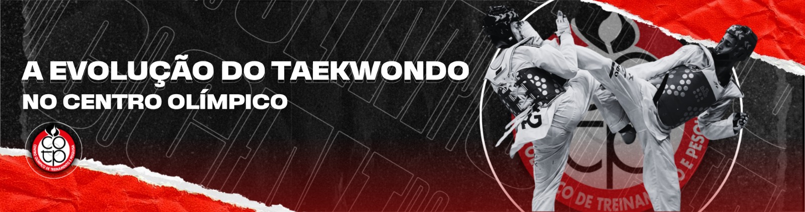 Na imagem, arte ilustrativa de dois atletas praticando a modalidade de Taekwondo.