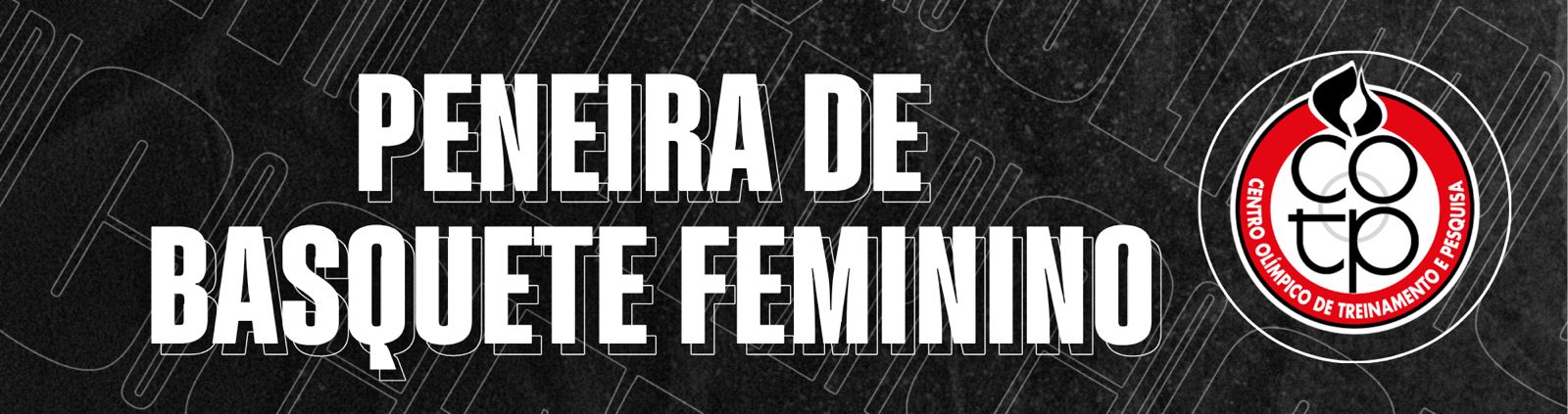 Na imagem, banner da peneira der basquete no Centro Olímpico.
