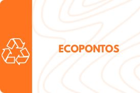 Card retangular horizontal com cantos arredondados na imagem Rede Social Subprefeitura, composto por uma faixa vertical laranja à esquerda com o símbolo da reciclagem em linhas brancas e uma área maior à direita com fundo branco e linhas onduladas suaves, onde se destaca a palavra 